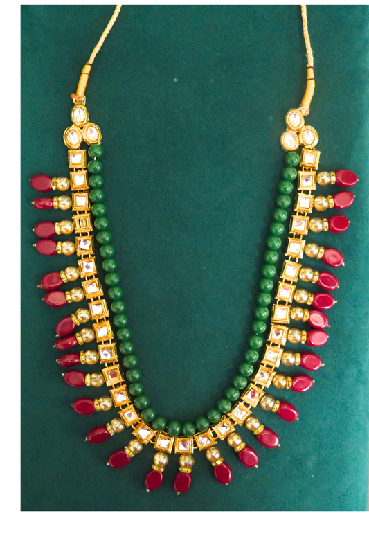 Maroon, Green and Golden Mala