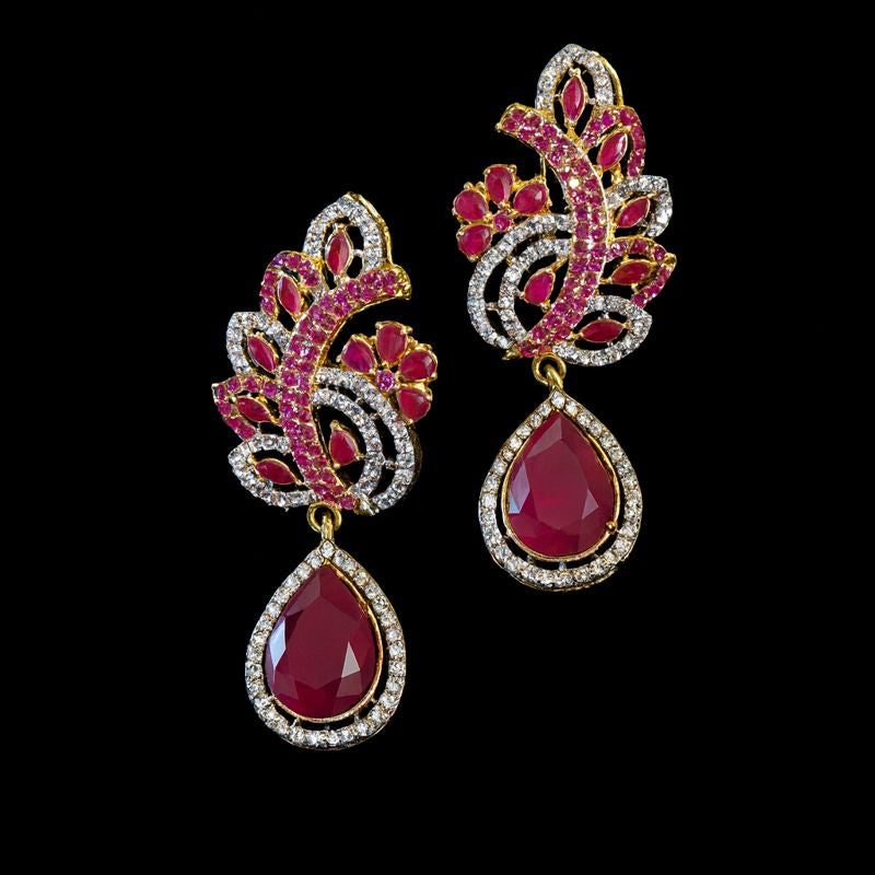 Crimson Elegance Statement Drop Earrings