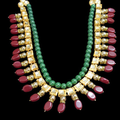 Maroon, Green and Golden Mala