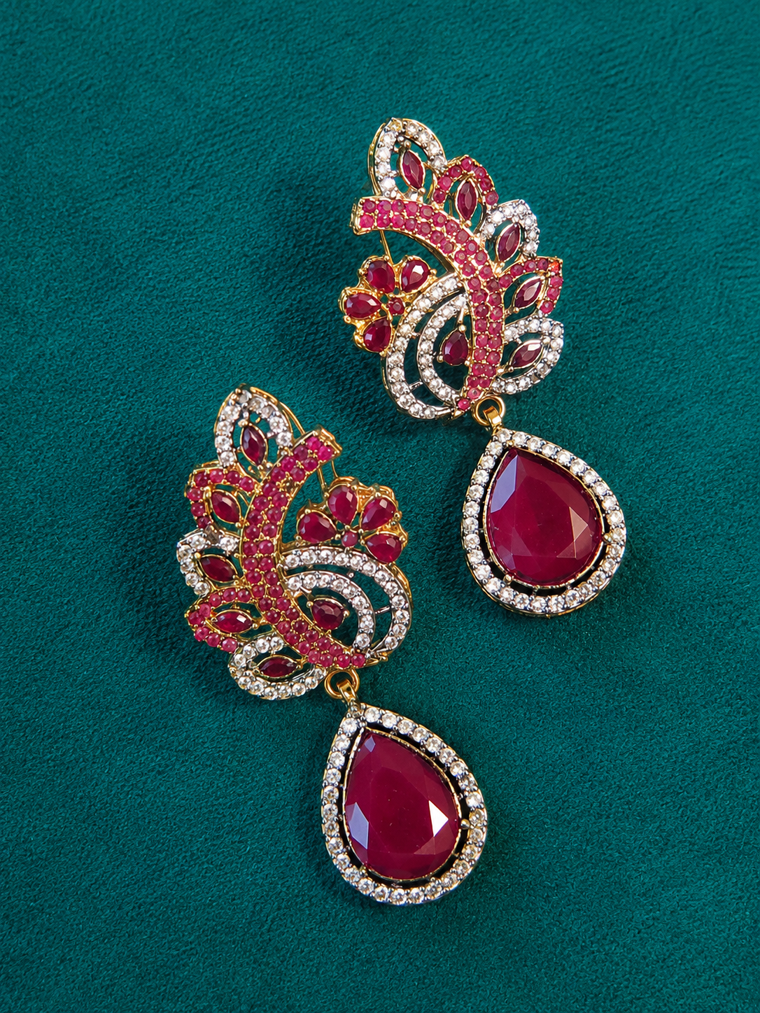 Crimson Elegance Statement Drop Earrings