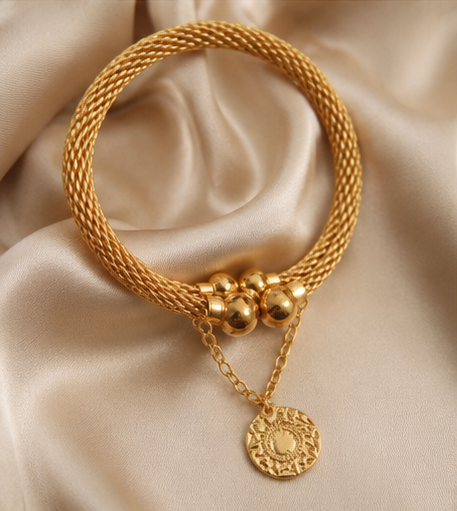 Pound Golden Coin Bangles Set