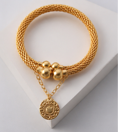 Pound Golden Coin Bangles Set