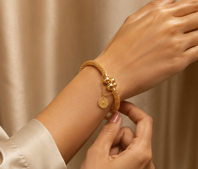 Pound Golden Coin Bangles Set