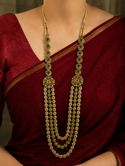 Green and Golden 3-Layered Mala