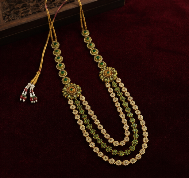 Green and Golden 3-Layered Mala
