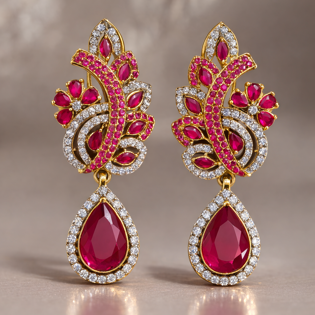 Crimson Elegance Statement Drop Earrings