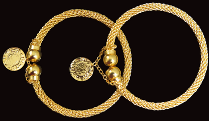 Pound Golden Coin Bangles Set