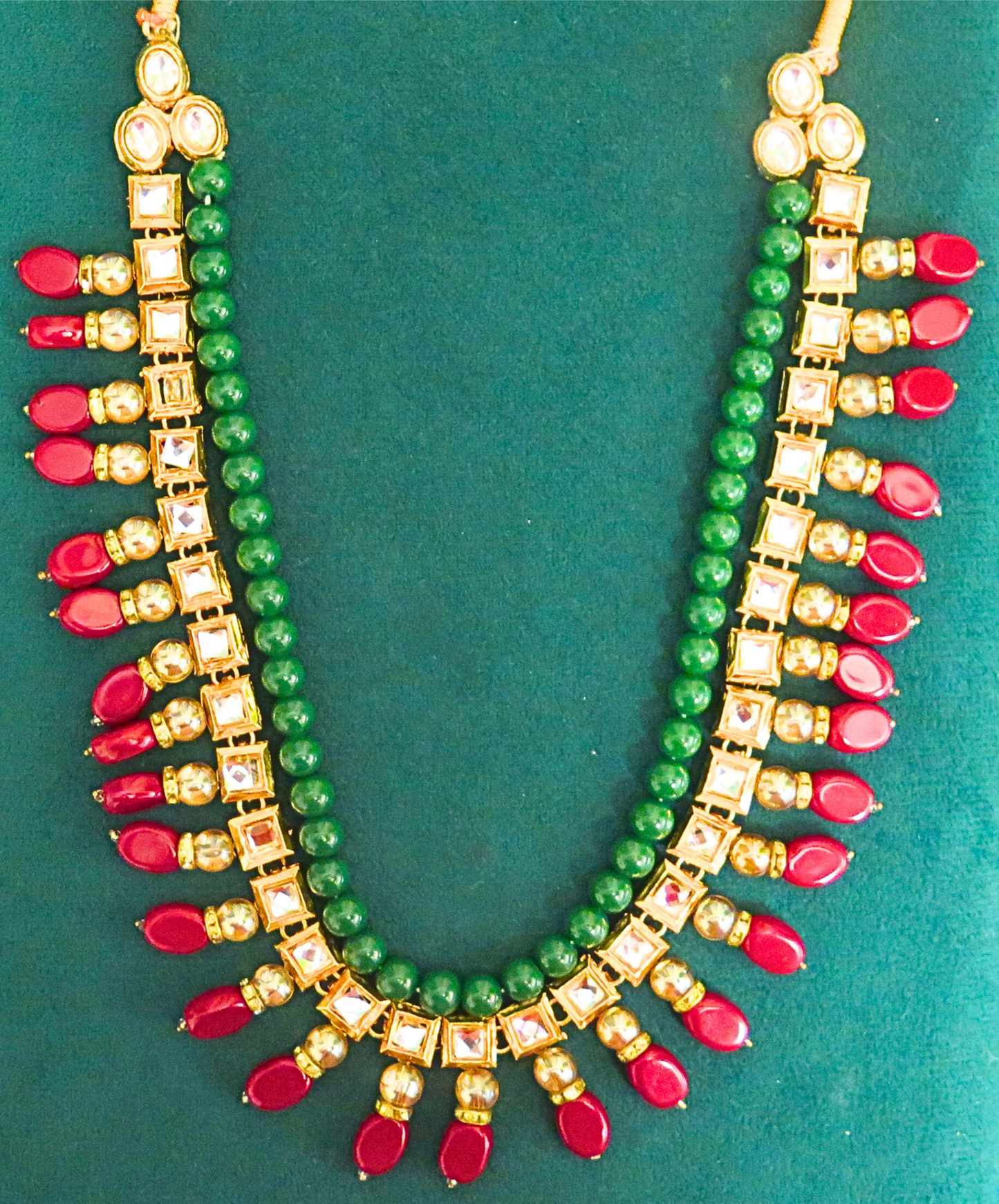 Maroon, Green and Golden Mala