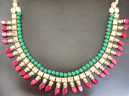 Maroon, Green and Golden Mala